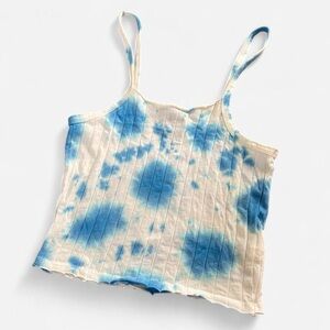 Blue and Cream Tie-Dye Tank Top